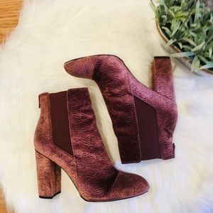 Sam Edelman Mauve Pink Embossed Velvet Bootie